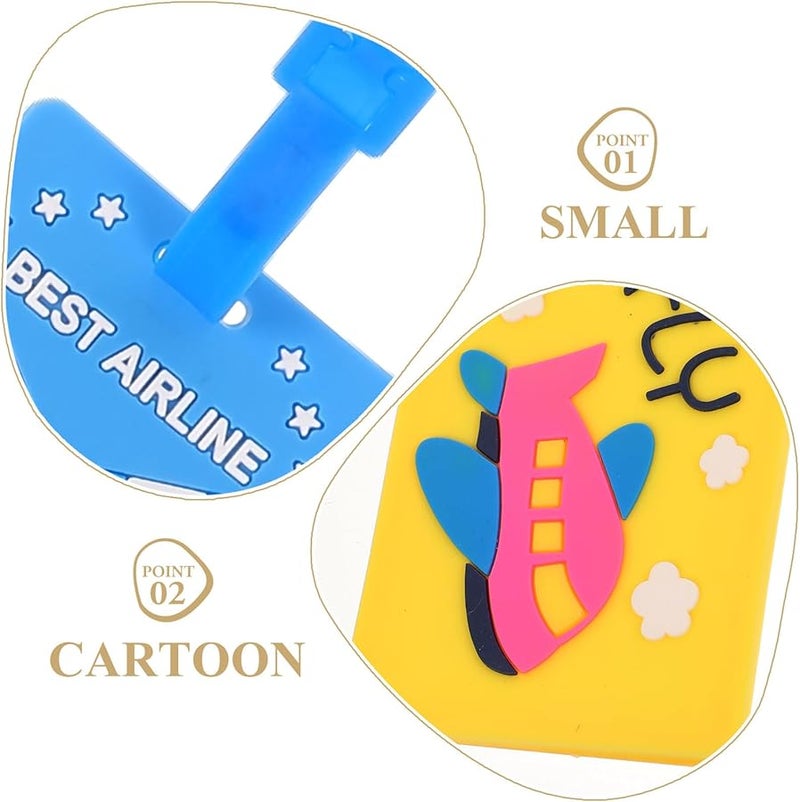 5Pcs PVC Cartoon Luggage Tags For Travel Suitcase With Airplane Hot Air Balloon Designs - Image 5